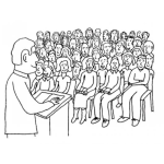 Dibujo para colorear Predica Cristiana Dibujo De Pastor Evangelico En Un Pulpito Predicando La Biblia Ante Una Congregacion De Cristianos En Una Iglesia Para Pintar Y Colorear Predicador
