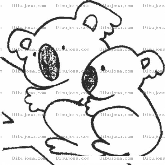 Dibujo para colorear Dibujo De Oso Koala Con Su Hijo Koalita Para Pintar Y Colorear