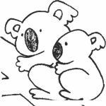 Dibujo para colorear Dibujo De Oso Koala Con Su Hijo Koalita Para Pintar Y Colorear