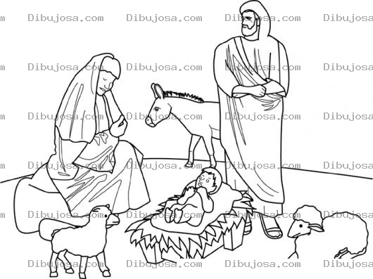 Dibujo para colorear Dibujo De JESUS En El Pesebre Con Jose Y Maria Para Pintar Y Colorear
