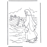 Dibujo para colorear Dibujo De JESUS Caminando Sobre El Mar Para Pintar Y Colorear