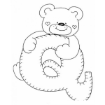 Dibujo para colorear Colorear la letra Q con un osito