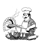 Dibujo para colorear Pizza Al Horno Dibujo De Cocinero Cocinando Una Pizza En Un Horno De Lena Para Pintar Y Colorear