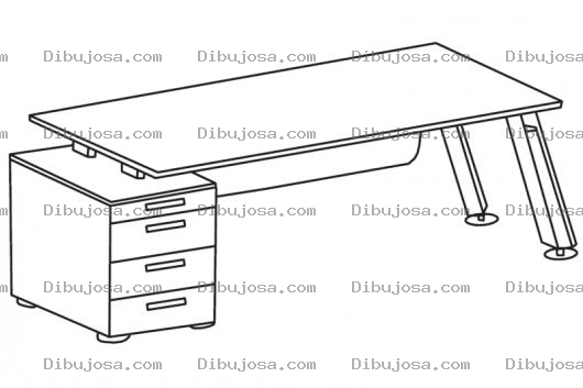 Dibujo para colorear Dibujo De Un Escritorio Mediano De Madera Con Gabetas Para Pintar Y Colorear