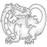 Dibujo para colorear Dibujo De Dragon Mordiendose Su Propia Cola Para Pintar Y Colorear