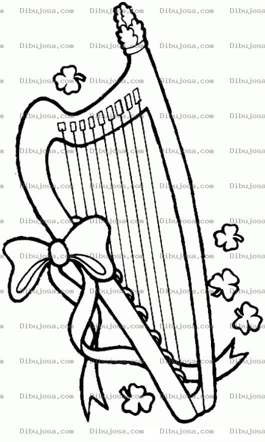 Dibujo para colorear Dibujo De Un Arpa Para Pintar Y Colorear