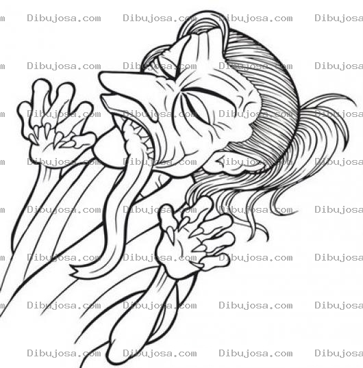 Dibujo para colorear Dibujo De Mujer Lengua Larga Chismosa Y Peligrosa Para Pintar Y Colorear