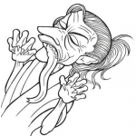 Dibujo para colorear Dibujo De Mujer Lengua Larga Chismosa Y Peligrosa Para Pintar Y Colorear
