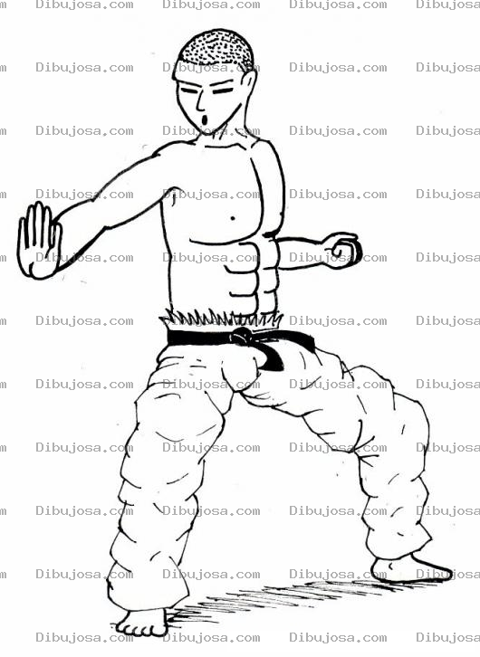 Dibujo para colorear Muchacho Karateca Para Pintar Y Colorear