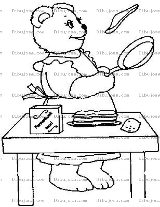 Dibujo para colorear Panqueques De Hairna Dibujo De Osa Cocinando Panquequitos Para Pintar Y Colorear Osita Cocinera