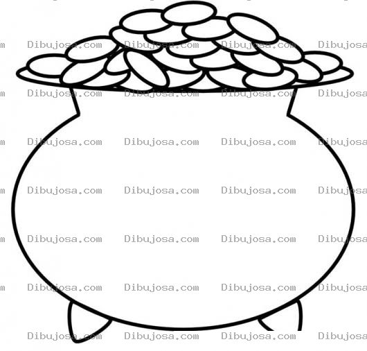 Dibujo para colorear Dibujo De Una Olla De Monedas De Oro Para Pintar Y Colorear