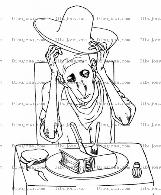 Dibujo para colorear El Libro De Sam Dibujo De Hombre Comiendo Un Libro Para Pintar Y Colorear