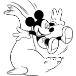 Dibujo para colorear Dibujo De Mickey Mouse Con Una Foca Para Pintar Y Colorear