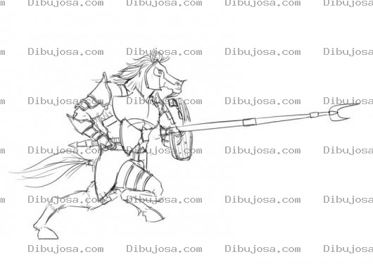Dibujo para colorear Caballo Con Armadura Medieval Dibujo De Caballo Guerrero Para Pintar Y Colorear