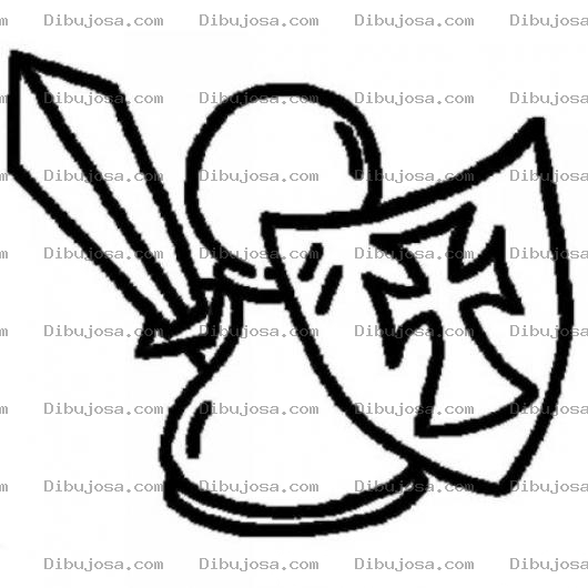 Dibujo para colorear Peon Valiente Guerrero Con Espada Y Escudo Dibujo De Un Peon De Ajedrez Para Pintar Y Colorear