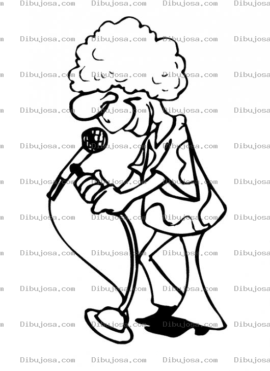 Dibujo para colorear Sibujo De Hippy De Los 70s Cantando Con Pelo Afro Y Pantalon Acampanado Para Pintar Y Colorear