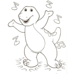 Dibujo para colorear Dibujo De Barney Bailando Para Pintar Y Colorear A Barny Con Notas Musicales De Barni Barnie Barnei