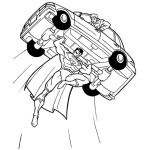 Dibujo para colorear Dibujo De Superman Cargando Un Carro Para Pintar Y Colorear