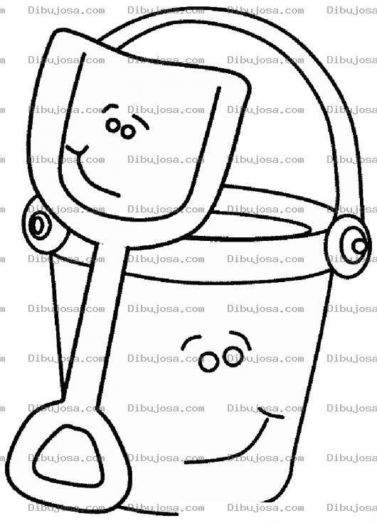 Dibujo para colorear Dibujo De Pala Y Cubeta De Playa Para Pintar Y Colorear
