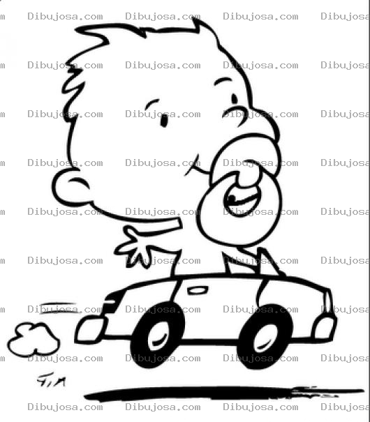 Dibujo para colorear Dibujo De Bebe Manejando Un Carro Descapotable Para Pintar Y Colorear