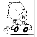 Dibujo para colorear Dibujo De Bebe Manejando Un Carro Descapotable Para Pintar Y Colorear
