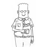 Dibujo para colorear Dibujo De Dilbert Con Una Tasa De Cafe Para Pintar Y Colorear