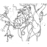 Dibujo para colorear Dibujo De Monos En Un Arbol Para Pintar Y Colorear Micos En Un Palo