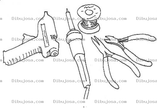 Dibujo para colorear Kit De Soldadura Electronica Para Soldar Circuitos Dibujo De Cautin Estano Pistola De Silicon Y Alicates Para Pintar Y Colorear