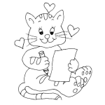 Dibujo para colorear Cartadeamor Dibujo De Gata Enamorada Escibiendo Una Carta De Amor Para Su Gato Para Pintar Y Colorear