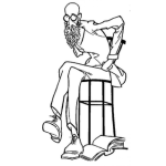Dibujo para colorear Viejo Flaco Y Barbudo Botando Un Libro Al Suelo Para Pintar Y Colorear Abuelito Alto Y Delgado Sentado En Un Banco