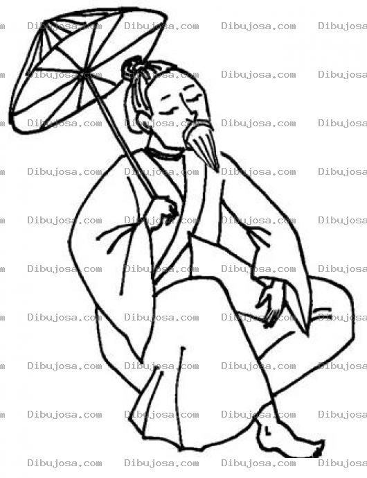 Dibujo para colorear Dibujo De Chino Con Sombrilla Para Pintar Y Colorear