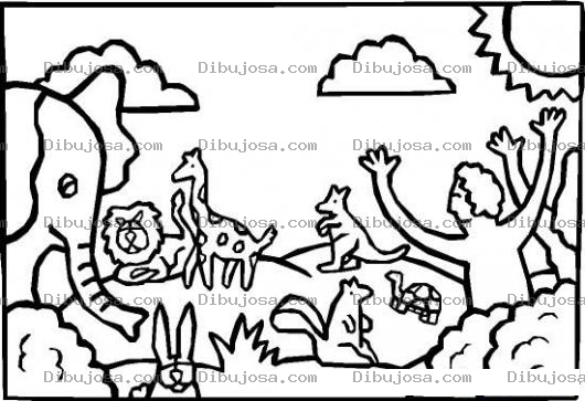 Dibujo para colorear Adan Y Eva En El Paraiso Con Los Animales Del Eden Para Pintar Y Colorear A Adanyeva