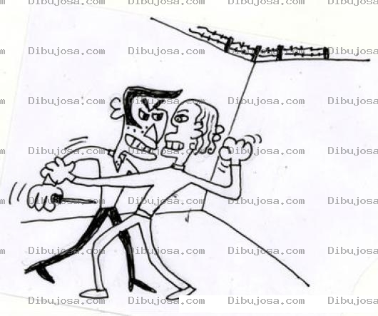 Dibujo para colorear Defensa+personal+ataque+de+cuchillo+dibujo+de+dos+hombres+peleando+en+una+esquina+para+pintar+y+colorear+pelea+de+asaltante+con+cuchillo