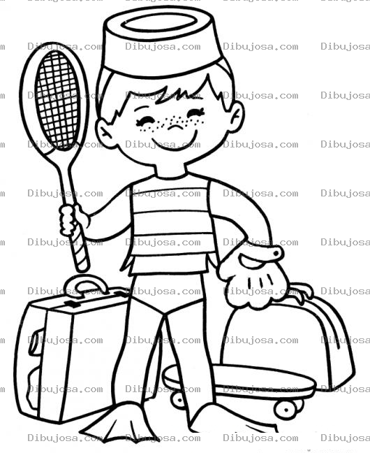 Dibujo para colorear Chico De Vacaciones Para Pintar Y Colorear