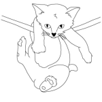 Dibujo para colorear Dibujo De Gatito Colgando De Un Lazo Para Pintar Y Colorear