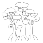 Dibujo para colorear Dibujo De Tres Arboles Para Pintar Y Colorear