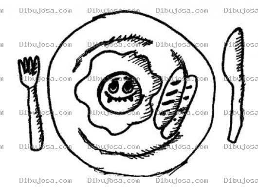 Dibujo para colorear Huevoysalchicas Para Pintar Y Colorear Desayuno De Huevo Con Salchicas