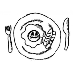 Dibujo para colorear Huevoysalchicas Para Pintar Y Colorear Desayuno De Huevo Con Salchicas