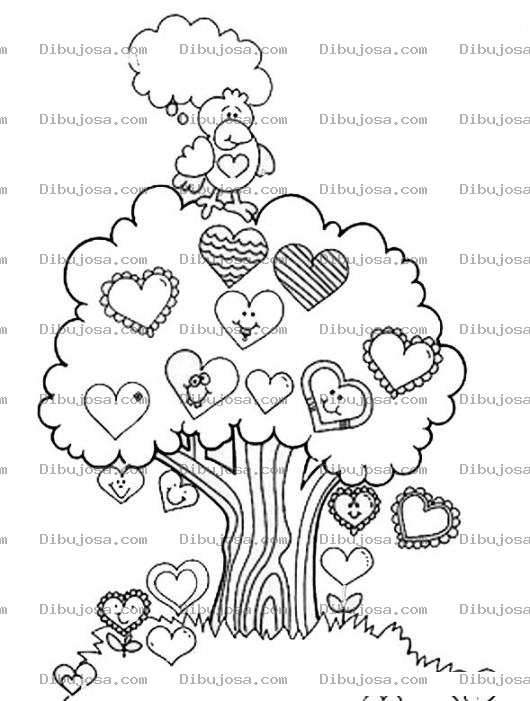 Dibujo para colorear Arbol De Corazones Para Pintar Y Colorear Arboldecorazonez