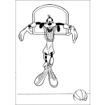 Dibujo para colorear Dibujo De Gufi Trabado En Una Canasta De Basquetbol Para Pintar Y Colorear A Gufy Tribilin Goofi Basquetbolista