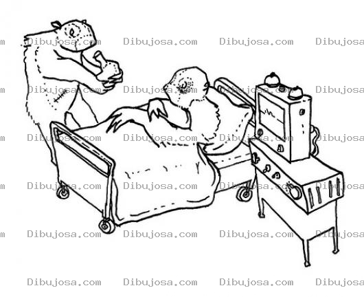 Dibujo para colorear Dibujo De Hamster Enfermo Y Hamster Enfermero Para Pintar Y Colorear