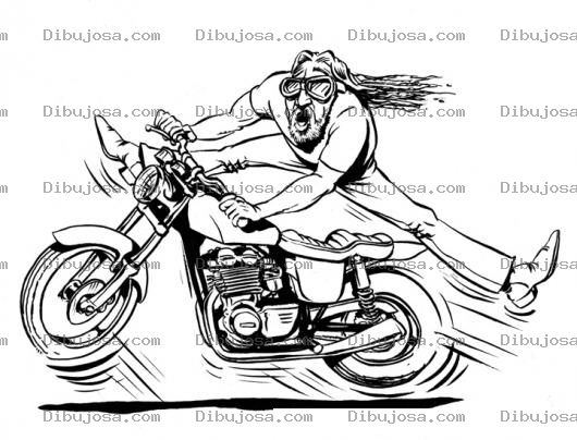 Dibujo para colorear Moto Sin Frenos Dibujo De Motorista Asustado Para Pintar Y Colorear Harley Davidson Descontrolada