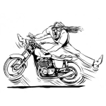 Dibujo para colorear Moto Sin Frenos Dibujo De Motorista Asustado Para Pintar Y Colorear Harley Davidson Descontrolada