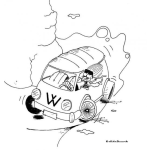 Dibujo para colorear Ibujo De Drogadicto Manejando Una Camioneta Volkswagen En Un Penasco Para Pintar Y Colorear
