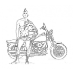 Dibujo para colorear Dibujo De Chavo Tatuado Sin Camisa Con Moto Harleydavidson Para Pintar Y Colorear