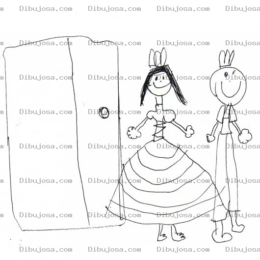 Dibujo para colorear Dibujo De Princesa Y Principe Entrando Por La Puerta Para Pintar Y Colorear Princesa Descalza Y Principe Con Botas