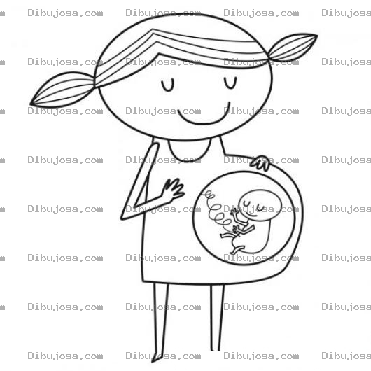 Dibujo para colorear Dibujo De Una Mujer Embarazada De Un Bebe Para Pintar Y Colorear