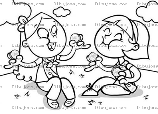 Dibujo para colorear Ninos Comiendo Galletas En El Parque Para Pintar Y Colorear