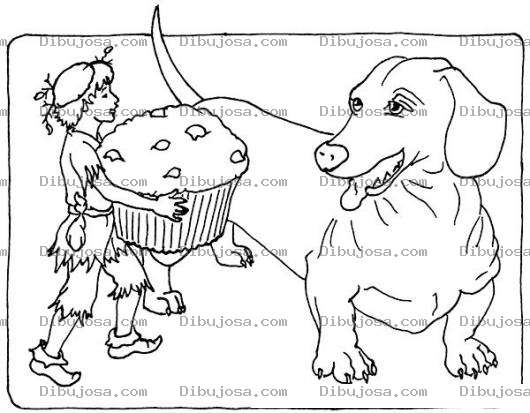 Dibujo para colorear Dibujo De Perro Salchicha Gigante Para Pintar Y Colorear Un Perron Con Un Cublite Gigante