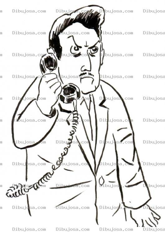 Dibujo para colorear Dibujo De Hombre Enojado Llamando Por Telefono Para Pintar Y Colorear